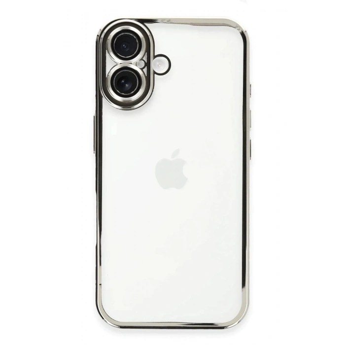 Mey İthalat®  iPhone 16 Kılıf  Lensli Silikon - Gümüş