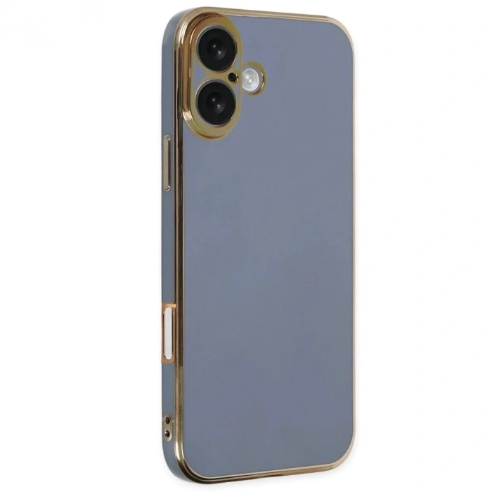 Mey İthalat®  iPhone 16 Kılıf Volet Silikon - Mavi