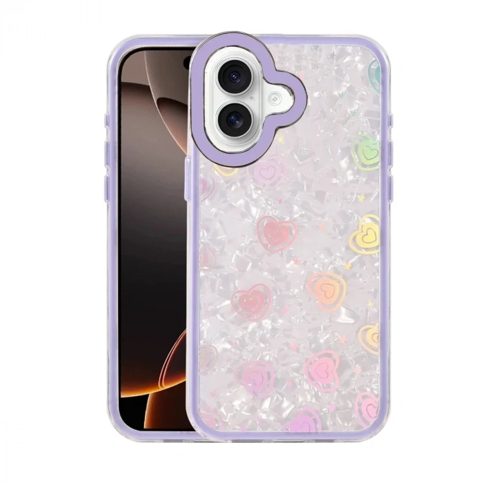 Mey İthalat®   iPhone 16 Lumi Desenli Kapak - Mor