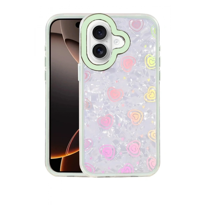 Mey İthalat®   iPhone 16 Lumi Desenli Kapak - Yeşil