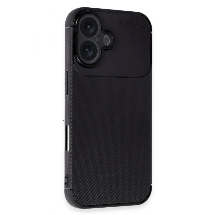Mey İthalat®  iPhone 16 Plus Kılıf Auto Focus Karbon Kapak - Siyah