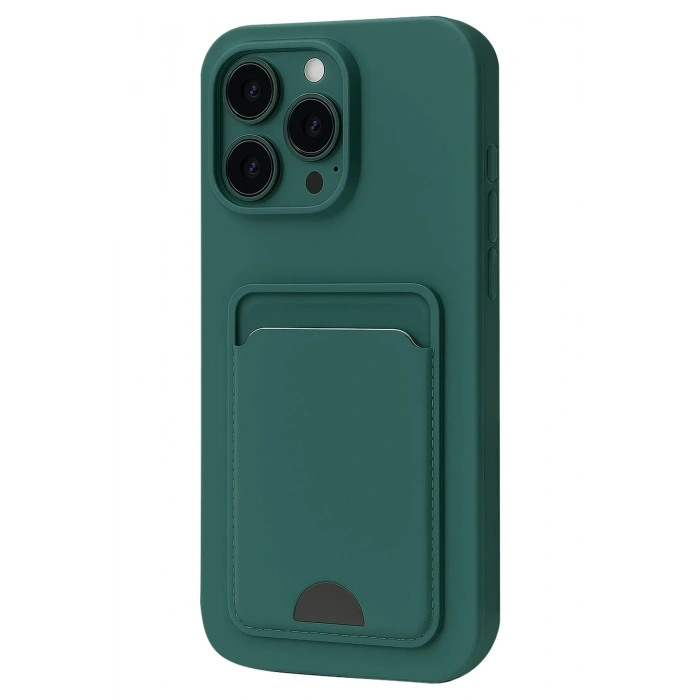 Mey İthalat®  iPhone 16 Plus Kılıf Kelvin Kartvizitli Silikon - Koyu Yeşil