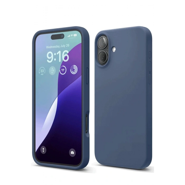 Mey İthalat®  iPhone 16 Plus Kılıf Nano içi Kadife Silikon - Lacivert