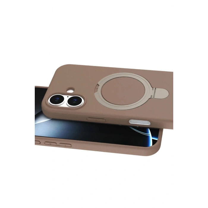 Mey İthalat®   iPhone 16 Plus Regal Magsafe Standlı Kapak - Çöl Titanyum