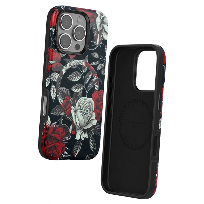 Mey İthalat®  iPhone 16 Pro Flower Series Magsafe Kapak - Siyah