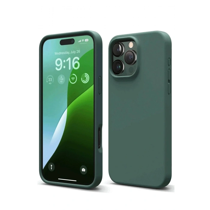 Mey İthalat®  iPhone 16 Pro Kılıf First Silikon - Koyu Yeşil