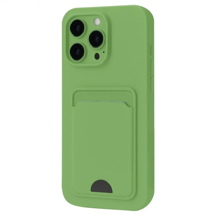 Mey İthalat®  iPhone 16 Pro Kılıf Kelvin Kartvizitli Silikon - Açık Yeşil