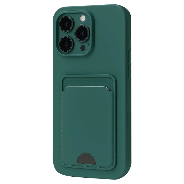 Mey İthalat®  iPhone 16 Pro Kılıf Kelvin Kartvizitli Silikon - Koyu Yeşil