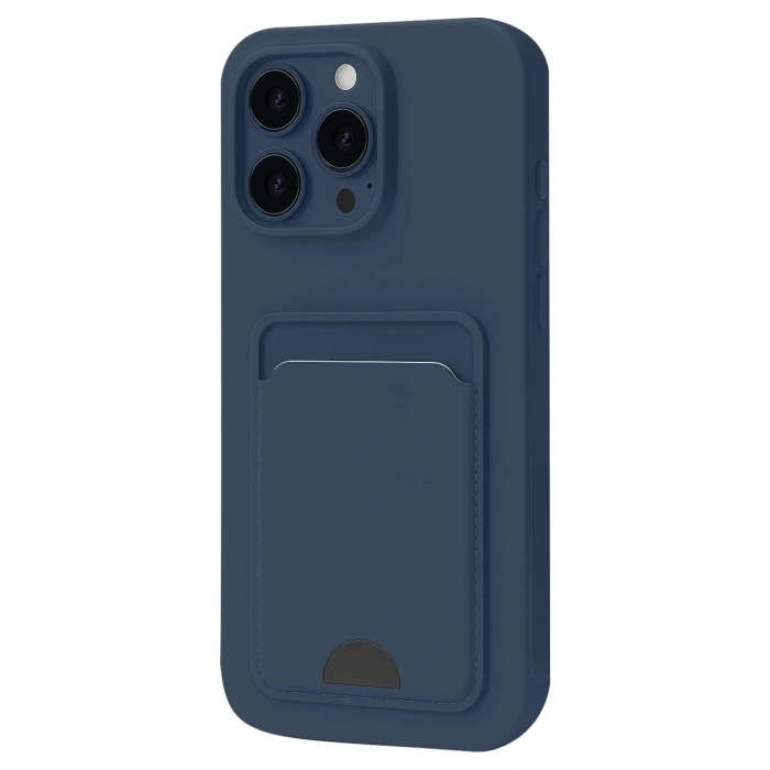 Mey İthalat®  iPhone 16 Pro Kılıf Kelvin Kartvizitli Silikon - Lacivert
