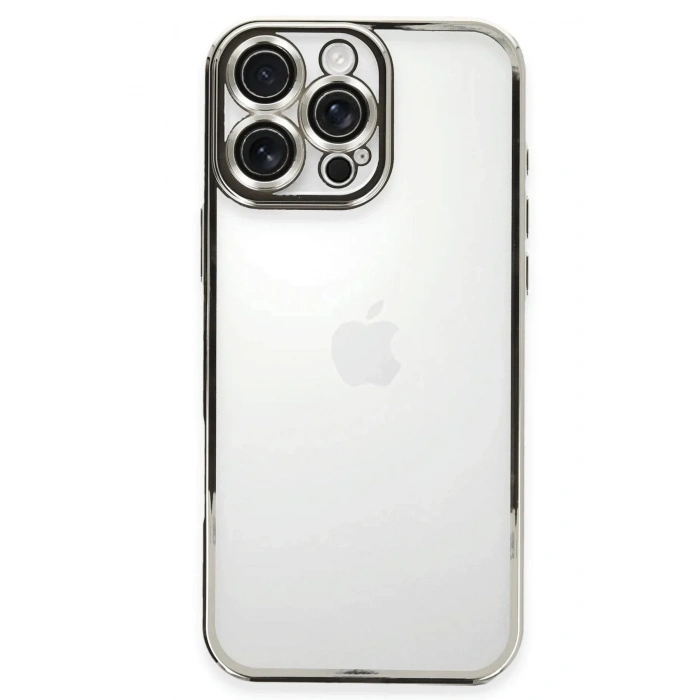 Mey İthalat®  iPhone 16 Pro Kılıf  Lensli Silikon - Gümüş