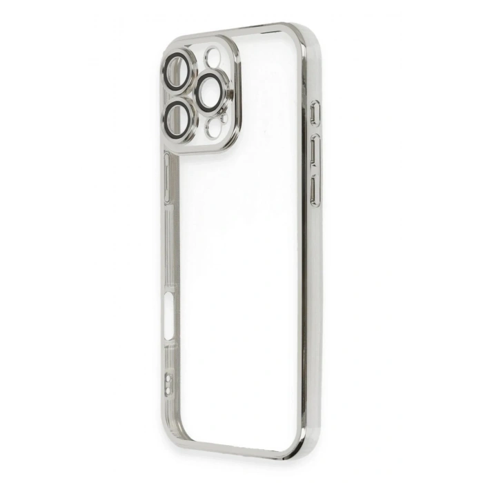 Mey İthalat®  iPhone 16 Pro Kılıf  Lensli Silikon - Gümüş