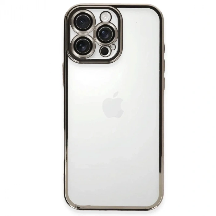 Mey İthalat®  iPhone 16 Pro Kılıf  Lensli Silikon - Titanyum Gri