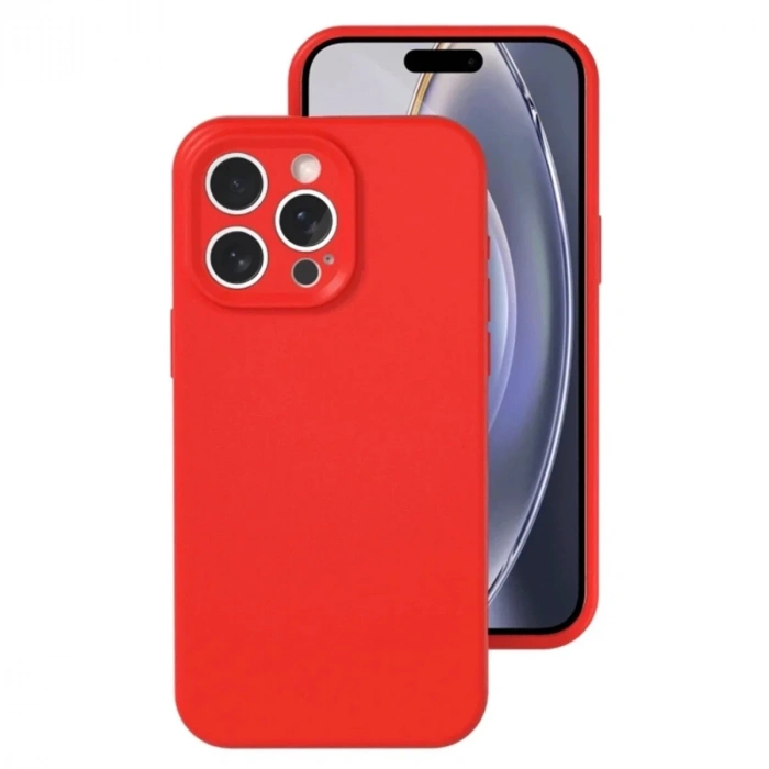 Mey İthalat®   iPhone 16 Pro Kılıf Nano içi Kadife Silikon - Kırmızı