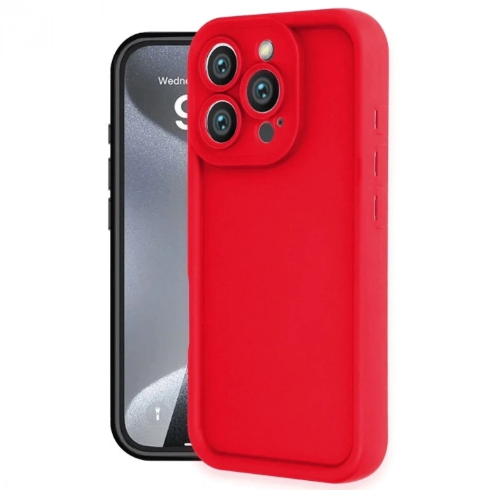 Mey İthalat®  iPhone 16 Pro Kılıf Viera Silikon - Kırmızı
