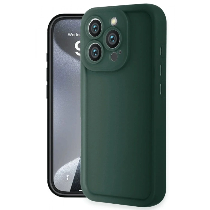 Mey İthalat®  iPhone 16 Pro Kılıf Viera Silikon - Koyu Yeşil