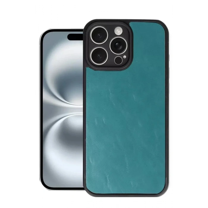 Mey İthalat®   iPhone 16 Pro Max Kılıf Aras Deri Kapak - Açık Yeşil