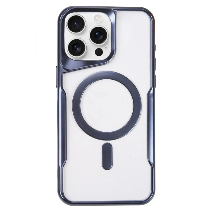 Mey İthalat®  iPhone 16 Pro Max Kılıf Boyi Magsafe Silikon Kapak - Lacivert