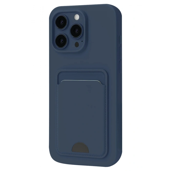 Mey İthalat®  iPhone 16 Pro Max Kılıf Kelvin Kartvizitli Silikon - Lacivert