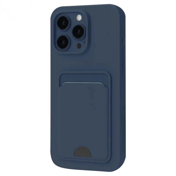 Mey İthalat®  iPhone 16 Pro Max Kılıf Kelvin Kartvizitli Silikon - Lacivert