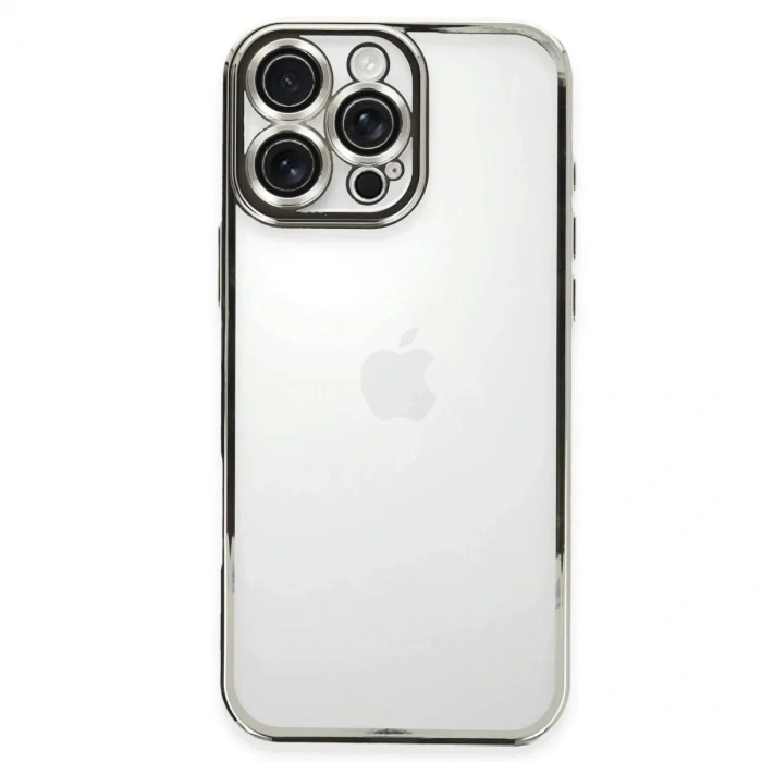 Mey İthalat®  iPhone 16 Pro Max Kılıf  Lensli Silikon - Gümüş