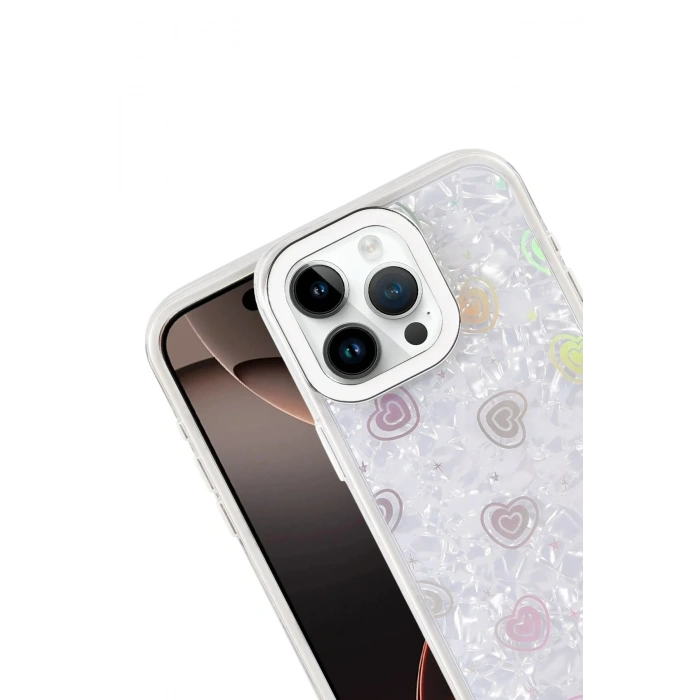 Mey İthalat®   iPhone 16 Pro Max Lumi Desenli Kapak - Beyaz