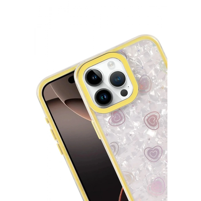 Mey İthalat®   iPhone 16 Pro Max Lumi Desenli Kapak - Sarı