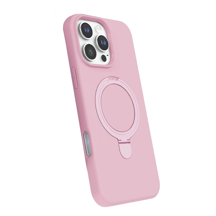 Mey İthalat®   iPhone 16 Pro Regal Magsafe Standlı Kapak - Açık Pembe