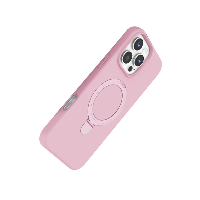 Mey İthalat®   iPhone 16 Pro Regal Magsafe Standlı Kapak - Açık Pembe