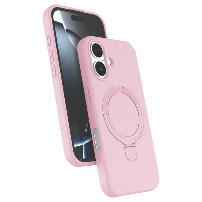 Mey İthalat®   iPhone 16 Regal Magsafe Standlı Kapak - Açık Pembe