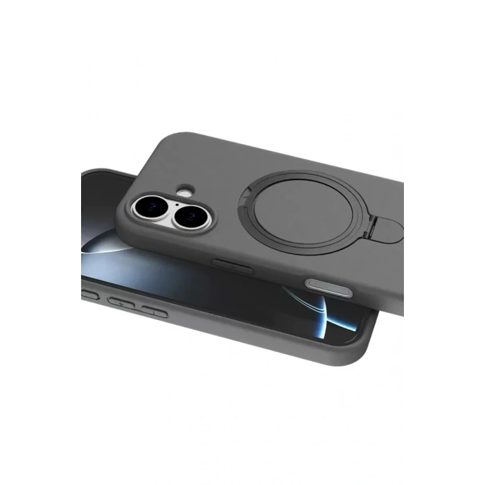 Mey İthalat®   iPhone 16 Regal Magsafe Standlı Kapak - Titan Gri