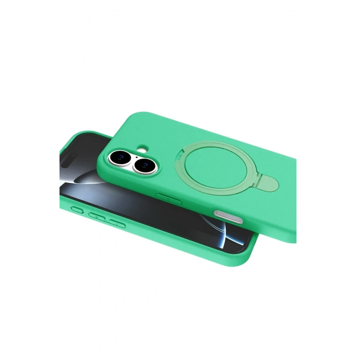 Mey İthalat®   iPhone 16 Regal Magsafe Standlı Kapak - Yeşil