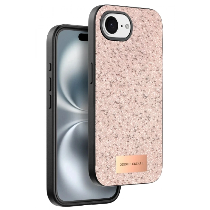 Mey İthalat®   iPhone 16E Bright Simli Kapak - Pembe