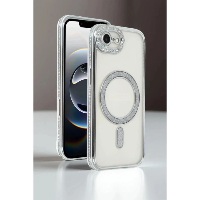 Mey İthalat®   iPhone 16E Joke Simli Magneticsafe Kılıf - Derin Mor