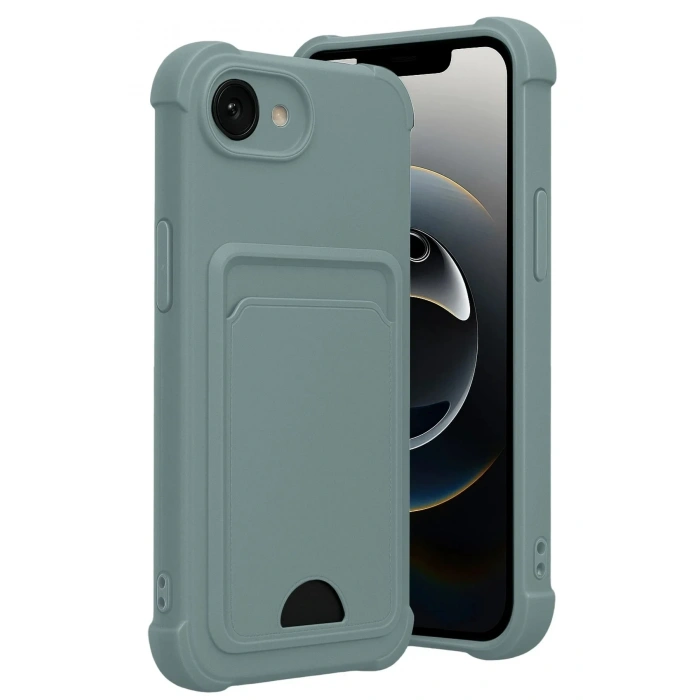 Mey İthalat®   iPhone 16E Kelvin Kartvizitli Silikon - Açık Yeşil