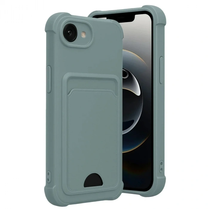 Mey İthalat®   iPhone 16E Kelvin Kartvizitli Silikon - Açık Yeşil