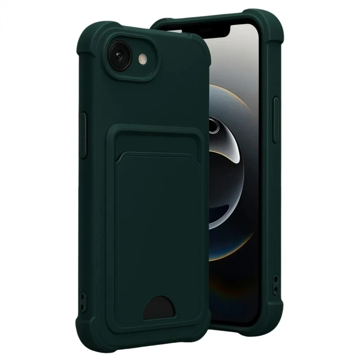 Mey İthalat®   iPhone 16E Kelvin Kartvizitli Silikon - Koyu Yeşil
