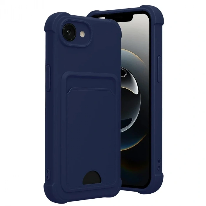 Mey İthalat®   iPhone 16E Kelvin Kartvizitli Silikon - Lacivert