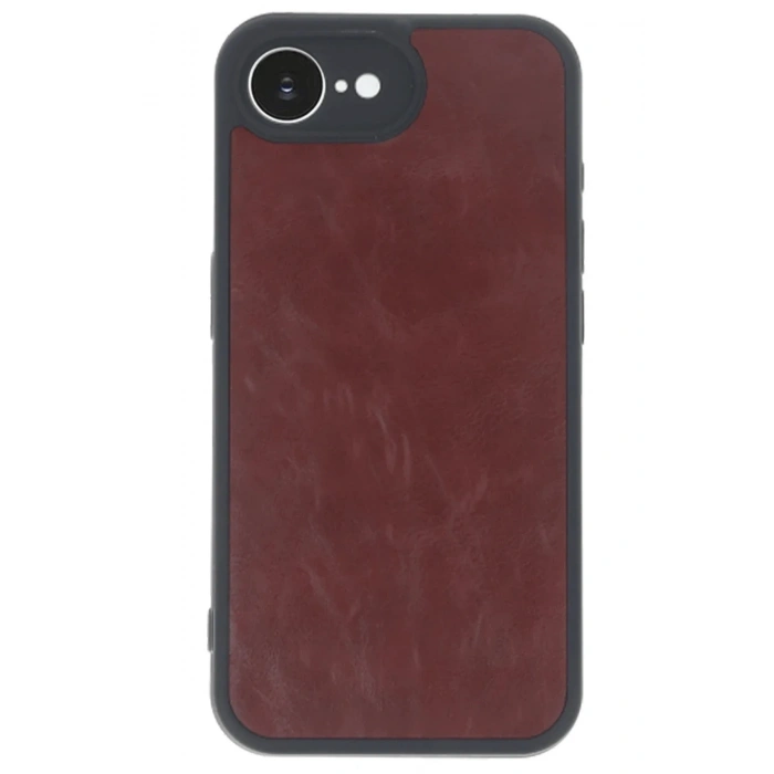 Mey İthalat®  iPhone 16E Kılıf Aras Deri Kapak - Bordo