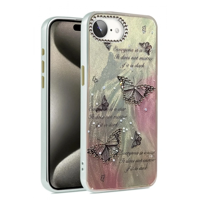 Mey İthalat®  iPhone 16E Kılıf Blade Aynalı Desenli Kapak - Desen 6