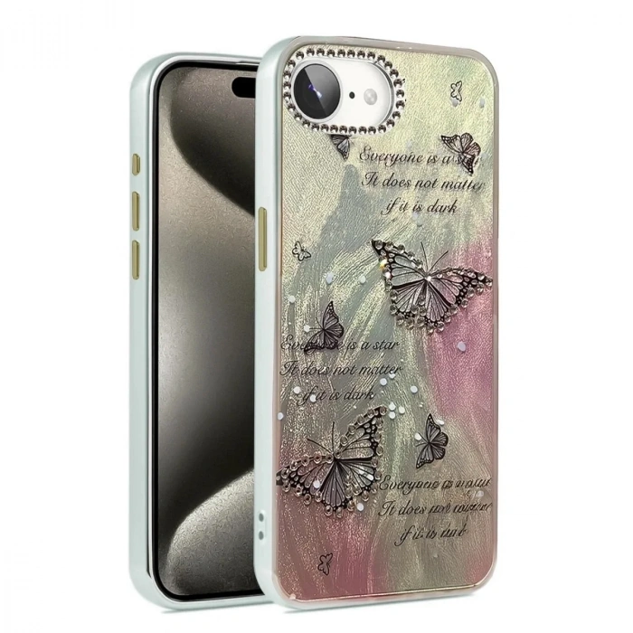 Mey İthalat®  iPhone 16E Kılıf Blade Aynalı Desenli Kapak - Desen 6