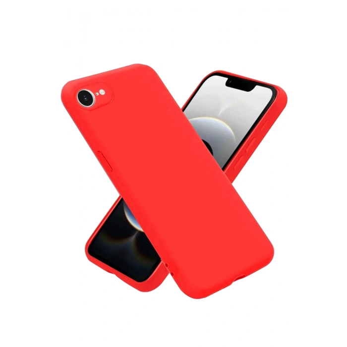 Mey İthalat®  iPhone 16E Kılıf First Silikon - Kırmızı