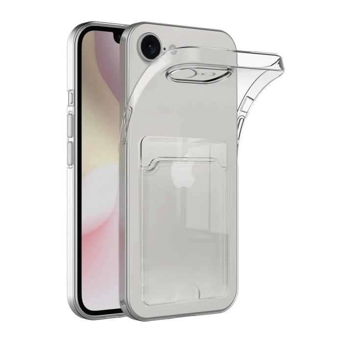 Mey İthalat®  iPhone 16E Kılıf Kart Şeffaf Silikon - Şeffaf