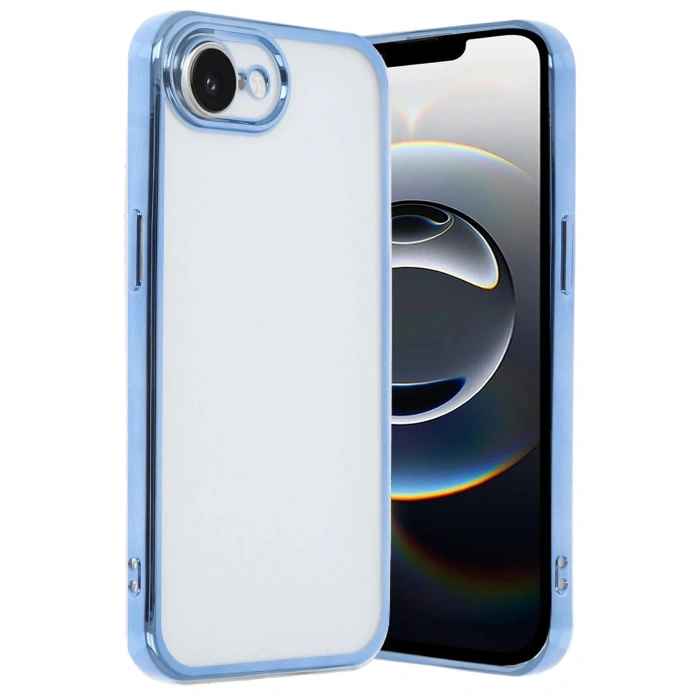Mey İthalat®  iPhone 16E Kılıf  Lensli Silikon - Açık Mavi
