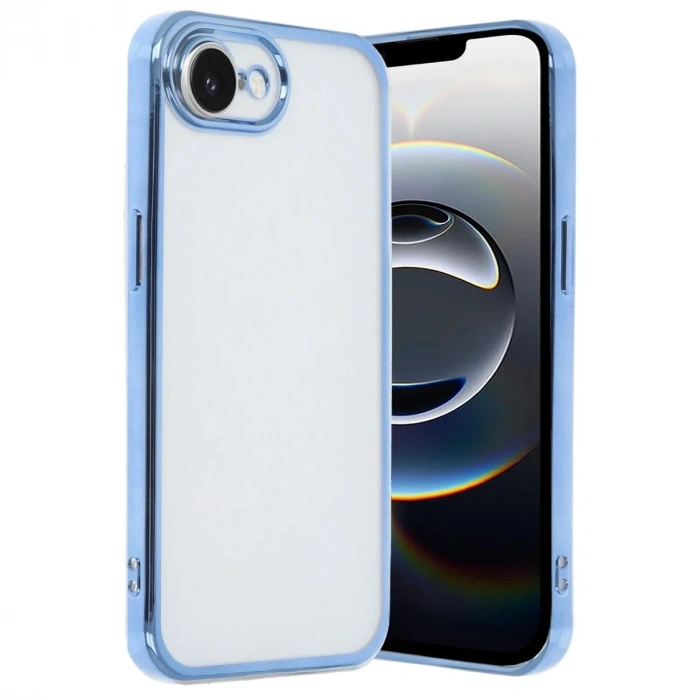 Mey İthalat®  iPhone 16E Kılıf  Lensli Silikon - Açık Mavi