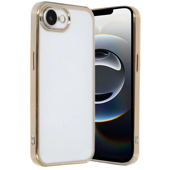 Mey İthalat®  iPhone 16E Kılıf  Lensli Silikon - Gold