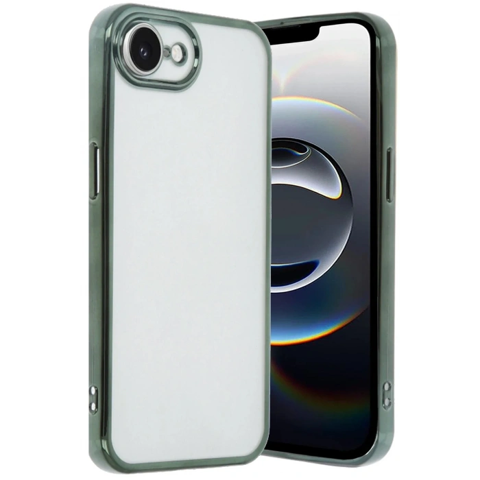 Mey İthalat®  iPhone 16E Kılıf  Lensli Silikon - Yeşil