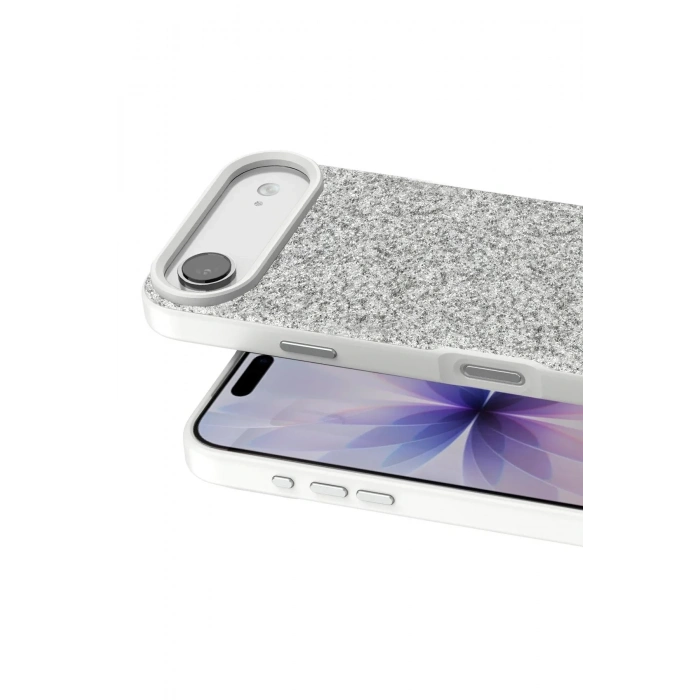Mey İthalat®   iPhone 17 Air Bright Simli Kapak - Beyaz