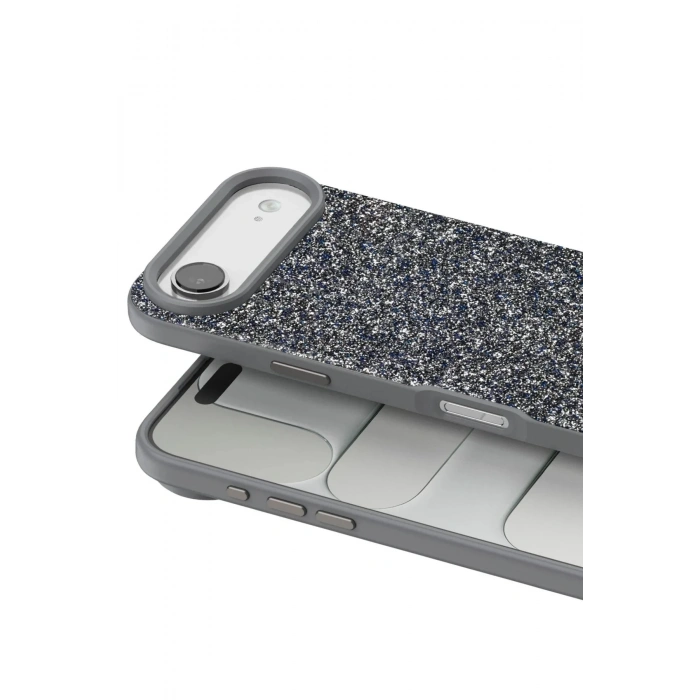 Mey İthalat®   iPhone 17 Air Bright Simli Kapak - Gümüş