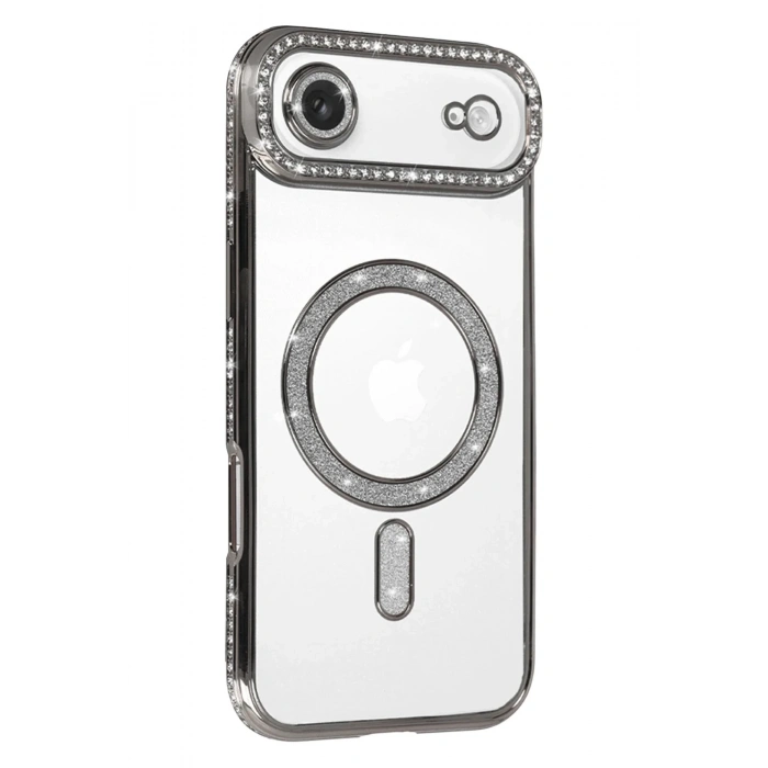 Mey İthalat®   iPhone 17 Air Joke Simli Magneticsafe Kılıf - Gümüş