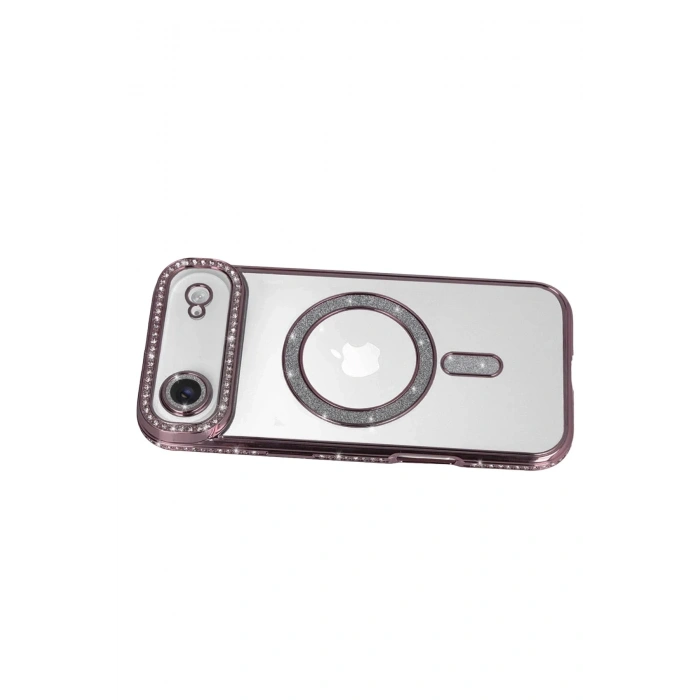 Mey İthalat®   iPhone 17 Air Joke Simli Magneticsafe Kılıf - Pembe
